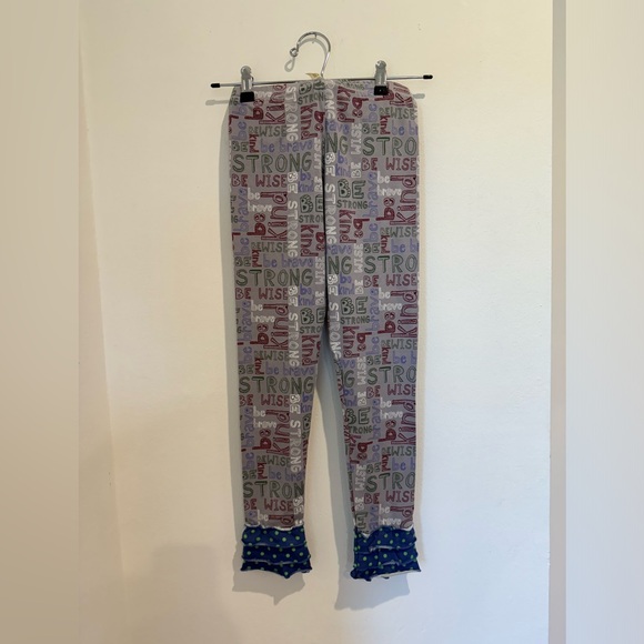 NEW NWT Matilda Jane Girls Gray Wise Words Ruffle Scribble Leggings Pants Size 8 - Picture 3 of 10